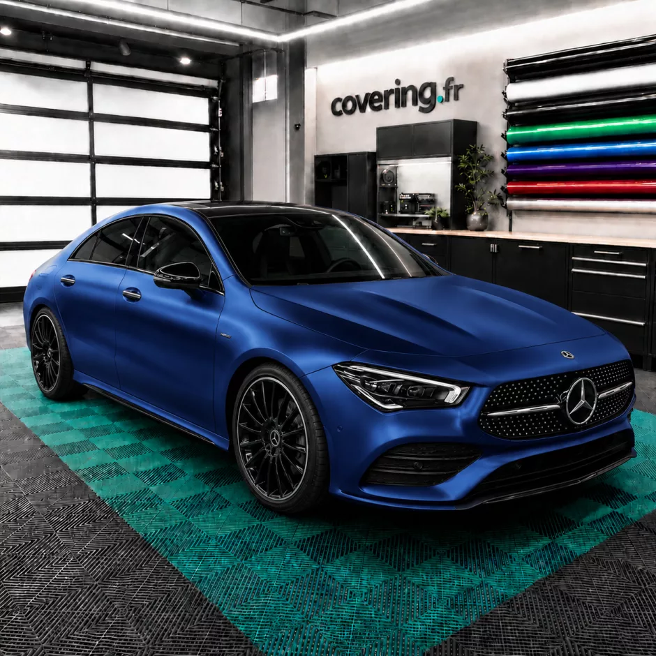 mercedes-cla-coupe-avant-avery-as9080001 Film covering bleu métallisé mat - Avery AS9080001