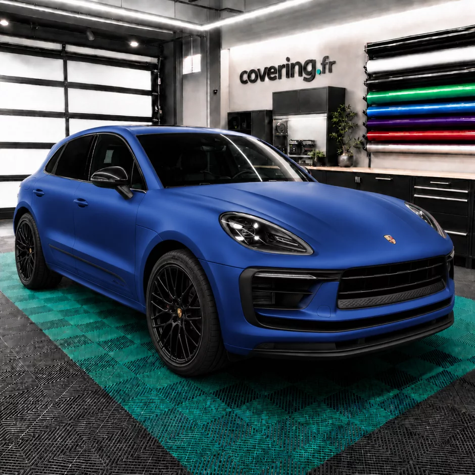 porsche-macan-avant-arlon-561 Film covering matte cobalt blue metallic - Arlon 561